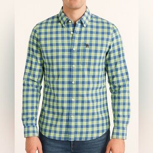 Abercrombie & Fitch XXL Plaid Eclectic Grandpa Blue Green Preppy Money Casual